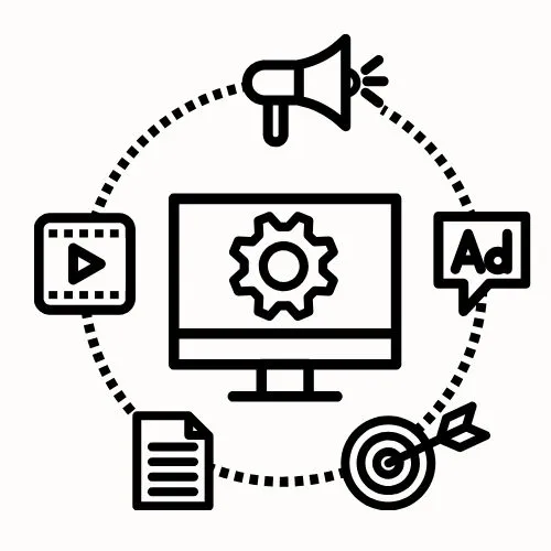 Digital marketing strategy icon for business growth by Stellor IT Services