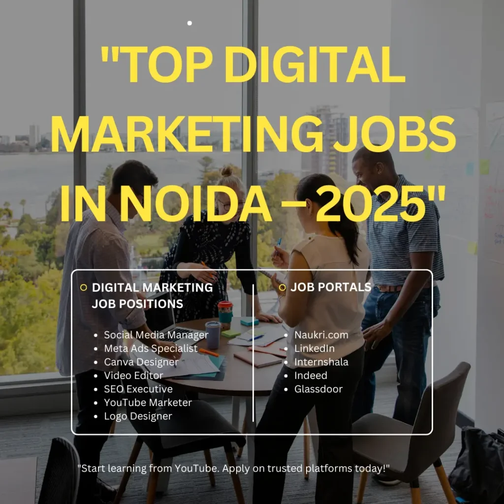 Top digital marketing jobs in Noida 2025 - Social Media Managers, SEO executive, content writer, YouTube marketer
