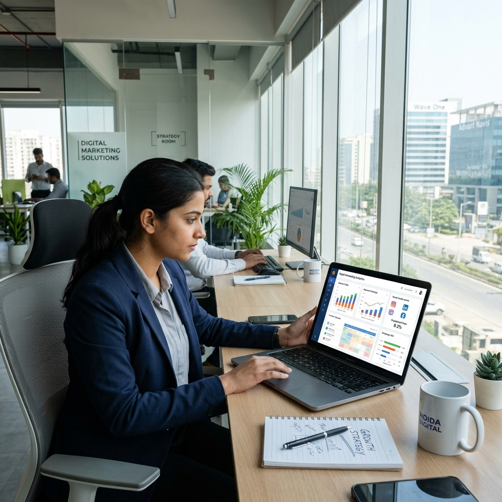 Team providing digital marketing services in Noida for small businesses.